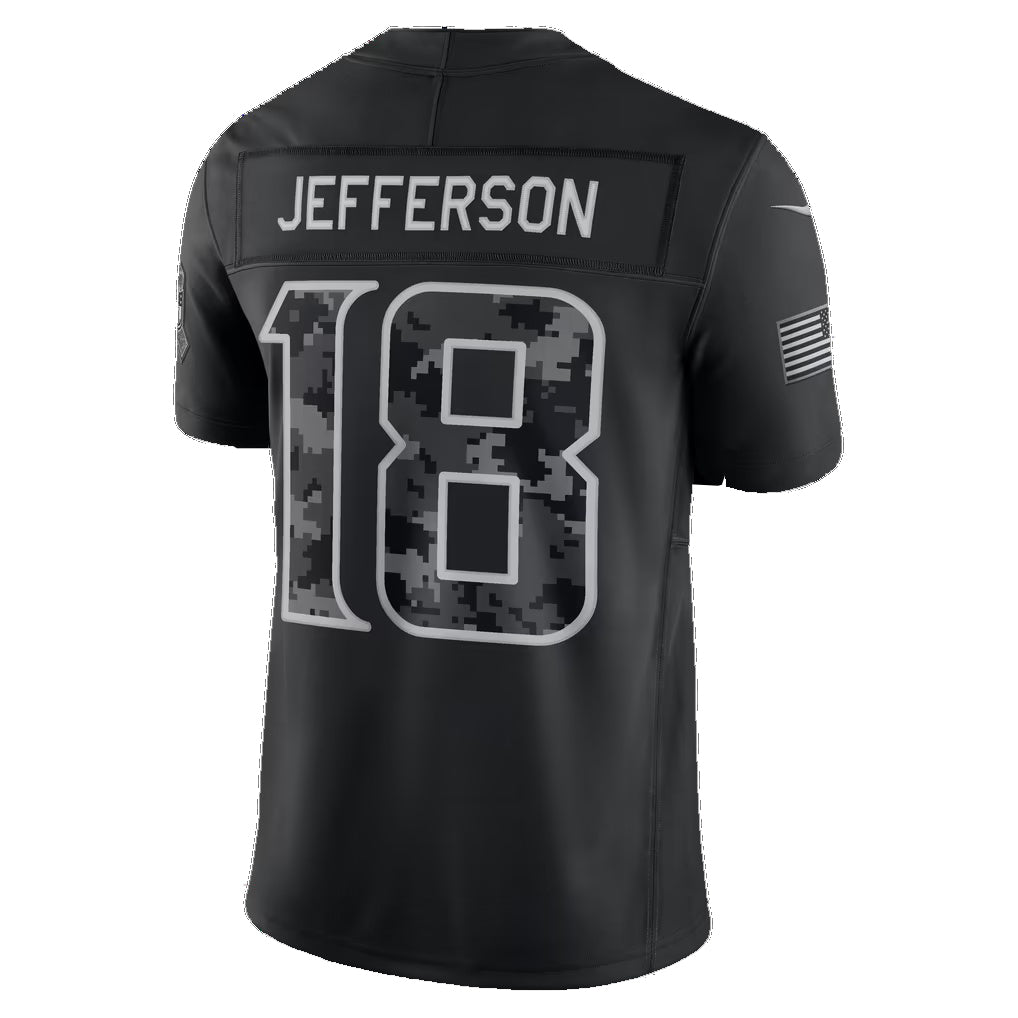 MN.Vikings #18 Justin Jefferson Black 2026 Salute to Service Stitched Limited Football Jersey