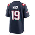 NE.Patriots #19 Kobee Minor Navy Team Game Football Jersey