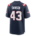 NE.Patriots #43 Bradyn Swinson Navy Team Game Football Jersey