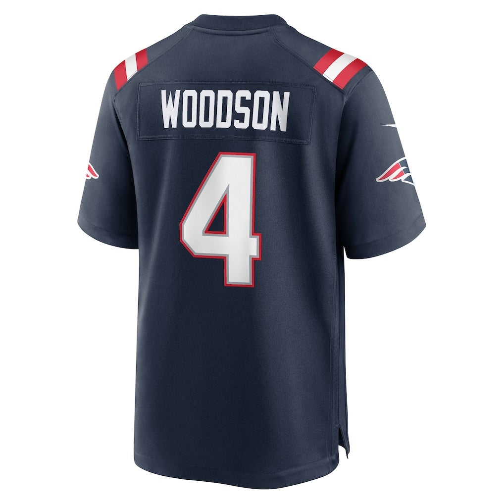 NE.Patriots #4 Craig Woodson Navy Team Game Football Jersey