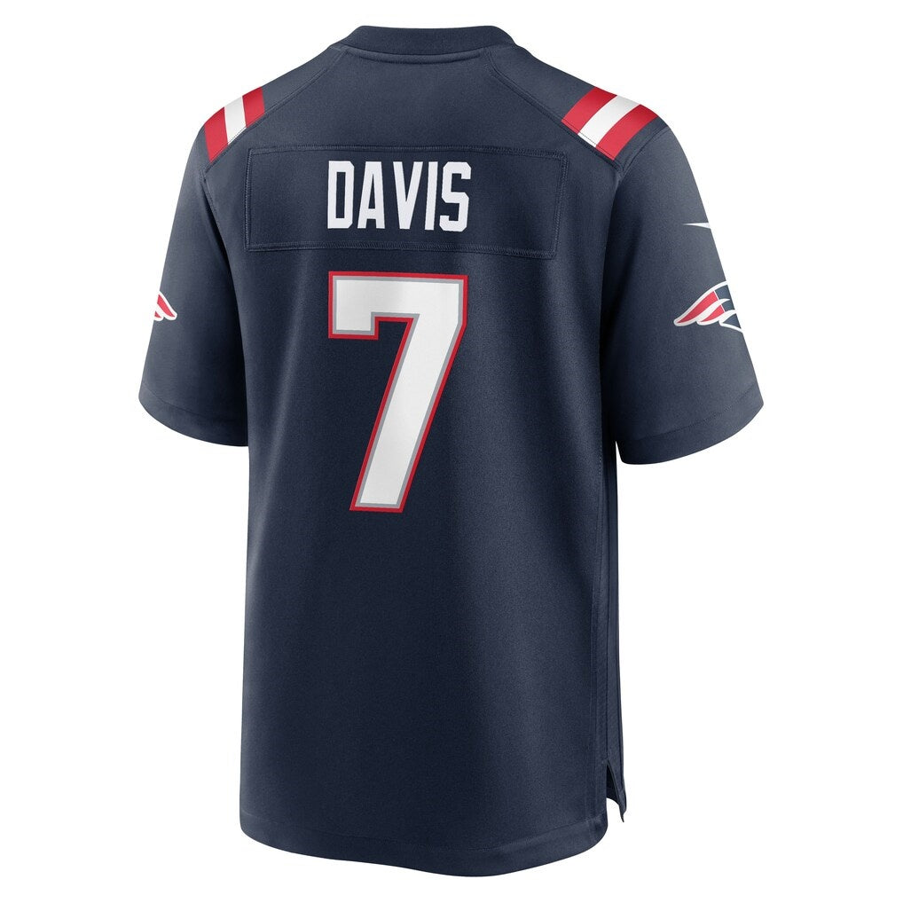 NE.Patriots #7 Carlton Davis Navy Team Game Football Jersey