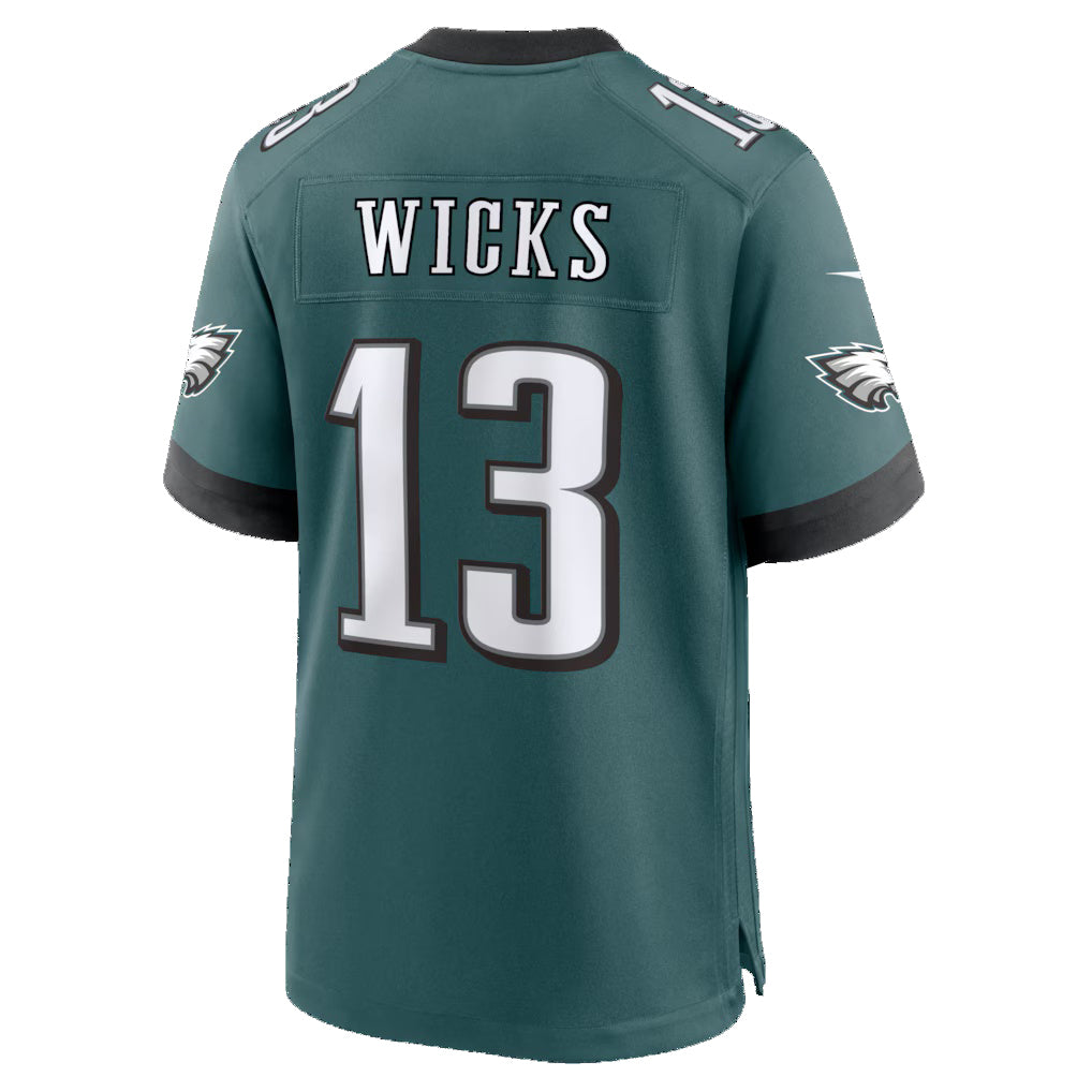 P.Eagles #13 Dontayvion Wicks Midnight Green Team Game Football Jersey