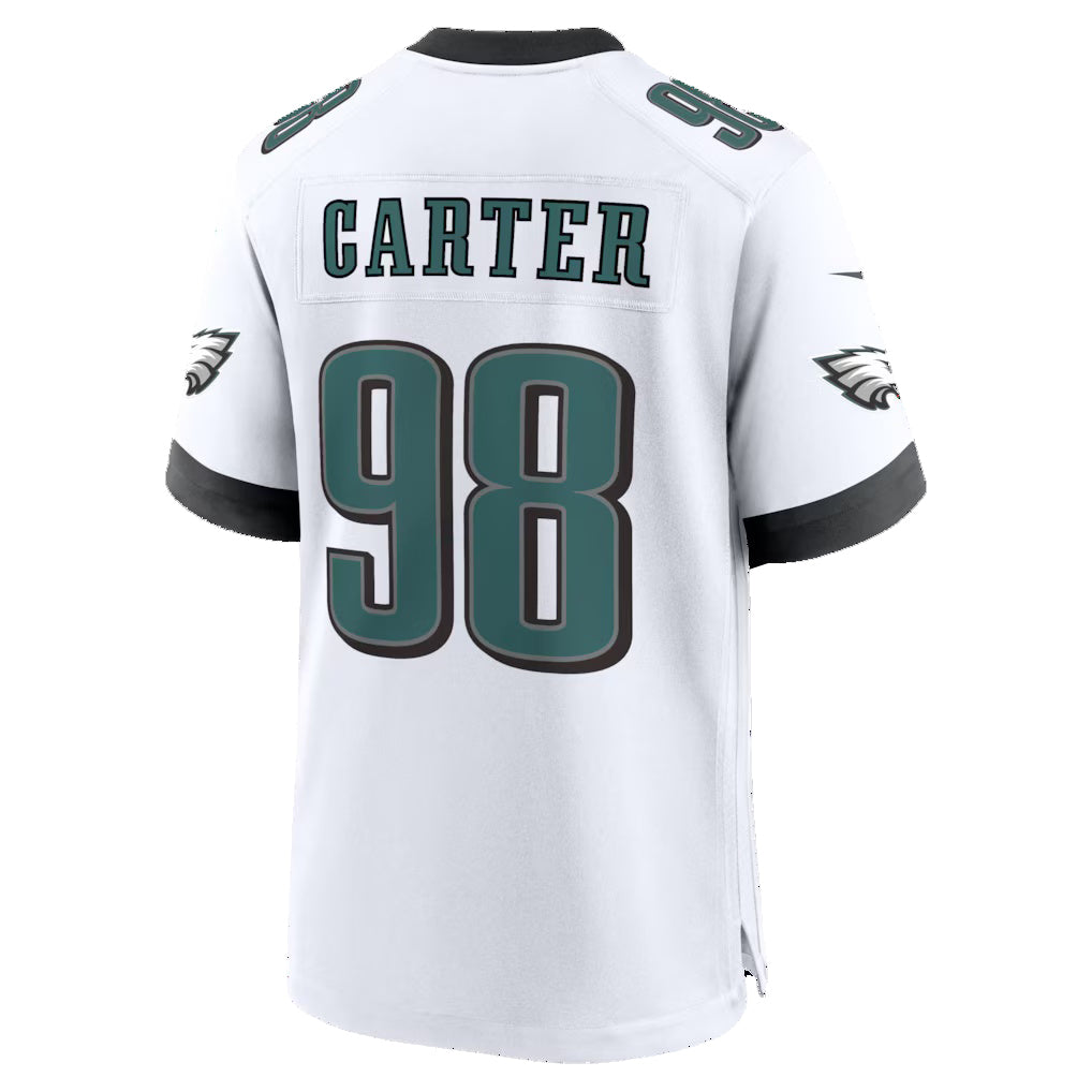P.Eagles #98 Jalen Carter White Game Football Jersey